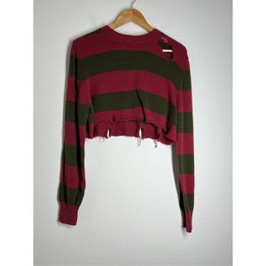 red green cropped sweater